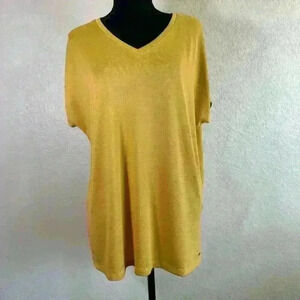 Orvis V-Neck Tunic Top Mustard Yellow (Ochre) Woman Size LG